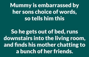Mummy Is Embarrassed By Her Sons Choice Of Words