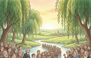 Paddy stumbles across a mass baptism at a river