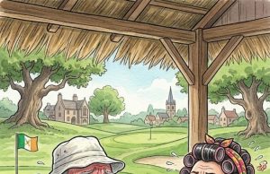 A man playing on a new golf course got confused as to what hole he was on.