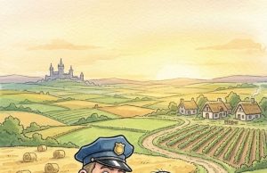 A husband leans over and asks his wife