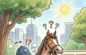 Cop on horse says to little girl