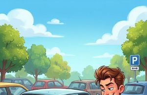 Old lady was stopped to pull into a parking space and started arguing with a real smart man.