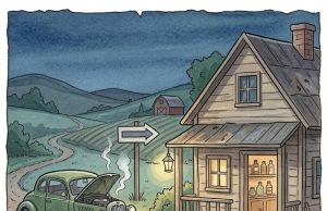 A Woman Was Driving Through The Countryside Late.