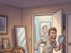A woman comes home and tells her husband