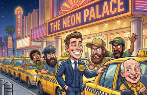 A businessman takes a vacation in Vegas.