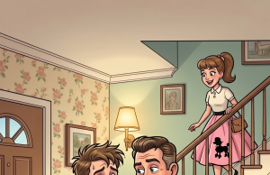 It’s 1957 and Bobby goes to pick up his date, Peggy Sue.